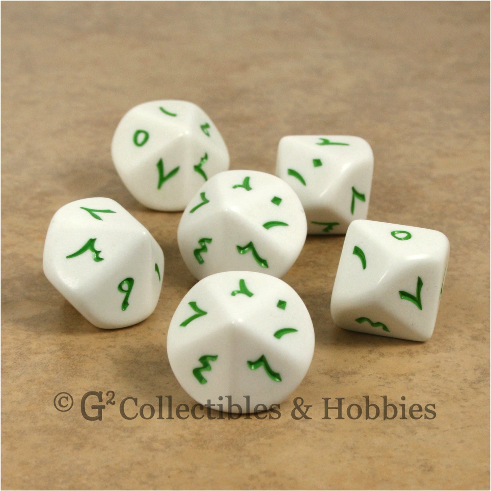 NEW 6 Arabic Indic Numbers Large 20mm D10 Dice Set RPG Game Language 10 Sided
