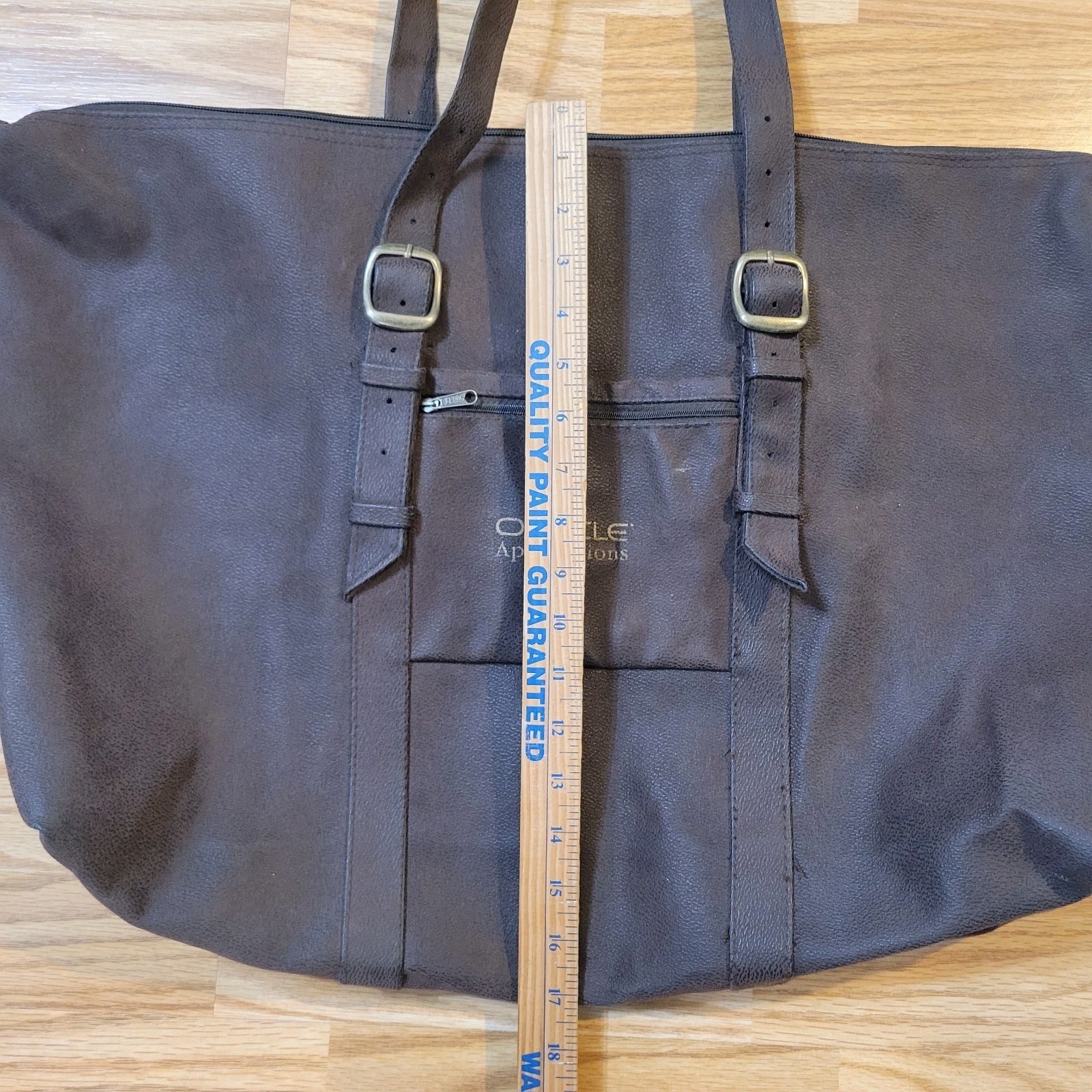 Oracle Applications Large Brown Leather Shoulder Bag Adjustable RBag