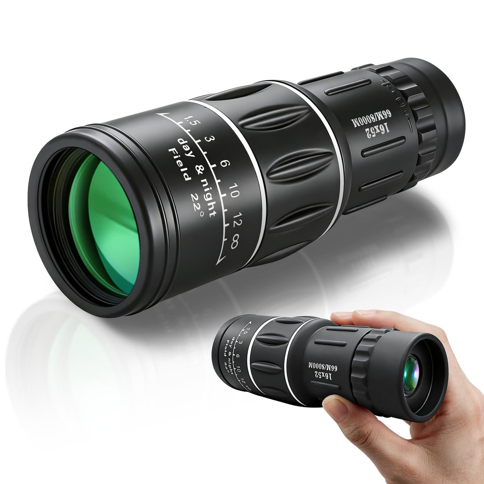 16X52 High Powered Monocular, Compact Telescope for Adults, BAK4 Prism Monocular
