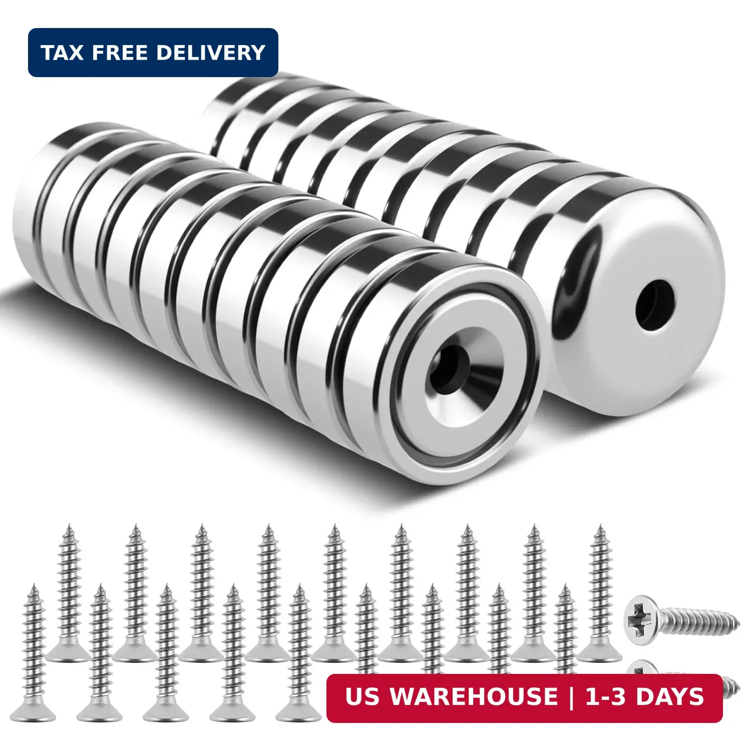 20Pcs Neodymium Disc Magnets with Holes, 18 Lbs Strong Rare Earth Magnets with S