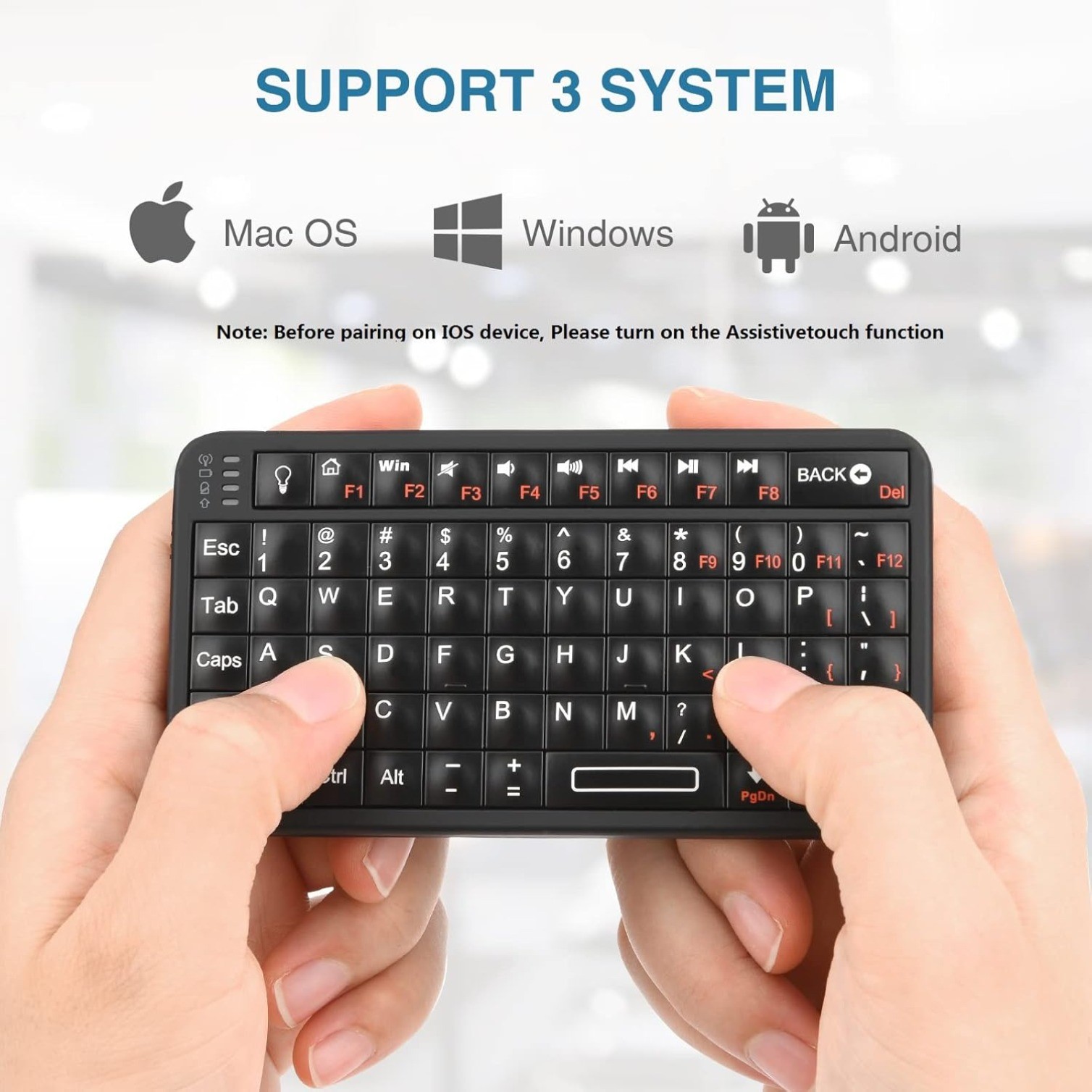 Mini Bluetooth Keyboard,Portable Wireless Rechargeable Keyboard with Backlit