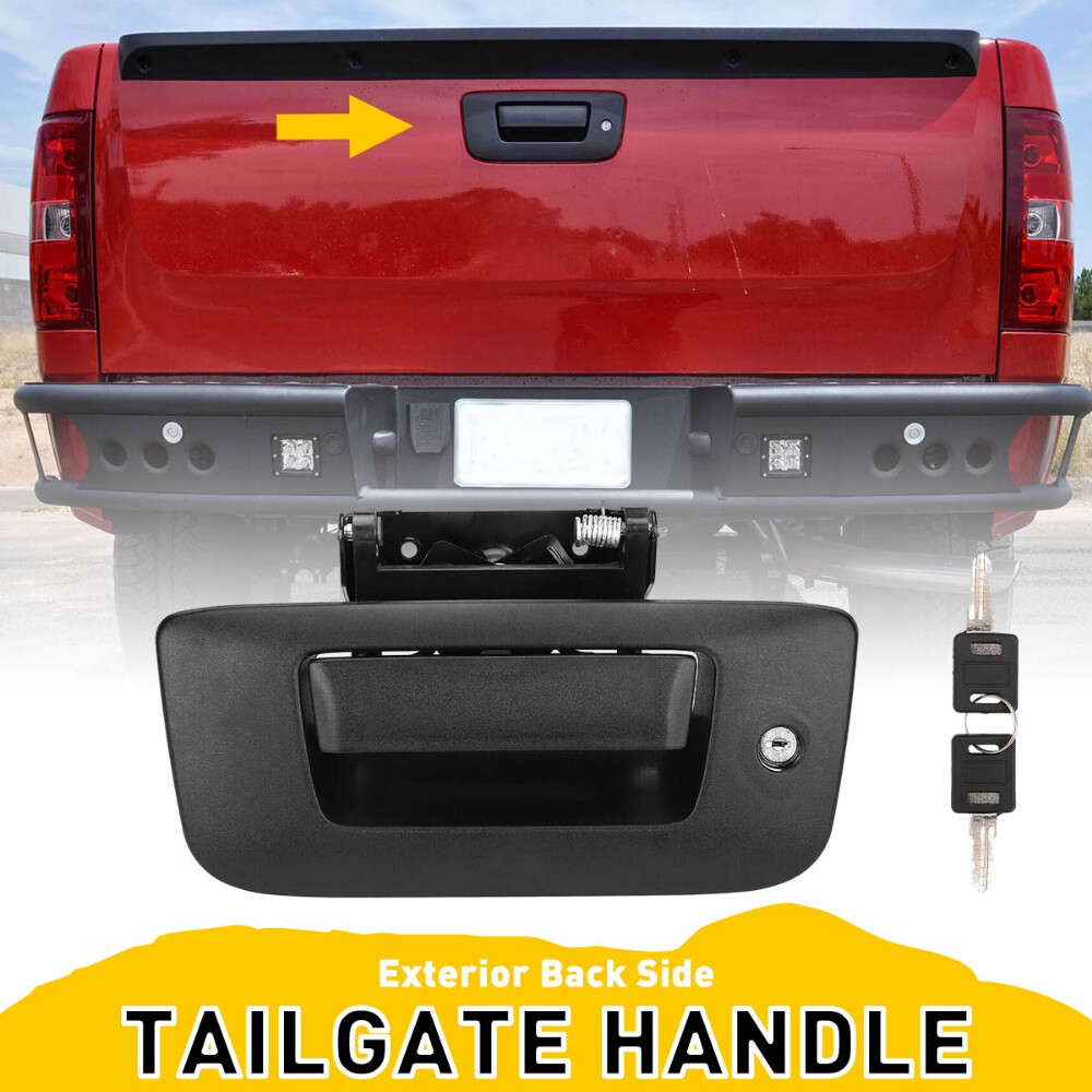 Tailgate Handle Latch w/Lock & Bezel For 2007-2014 Chevy Silverado GMC Sierra