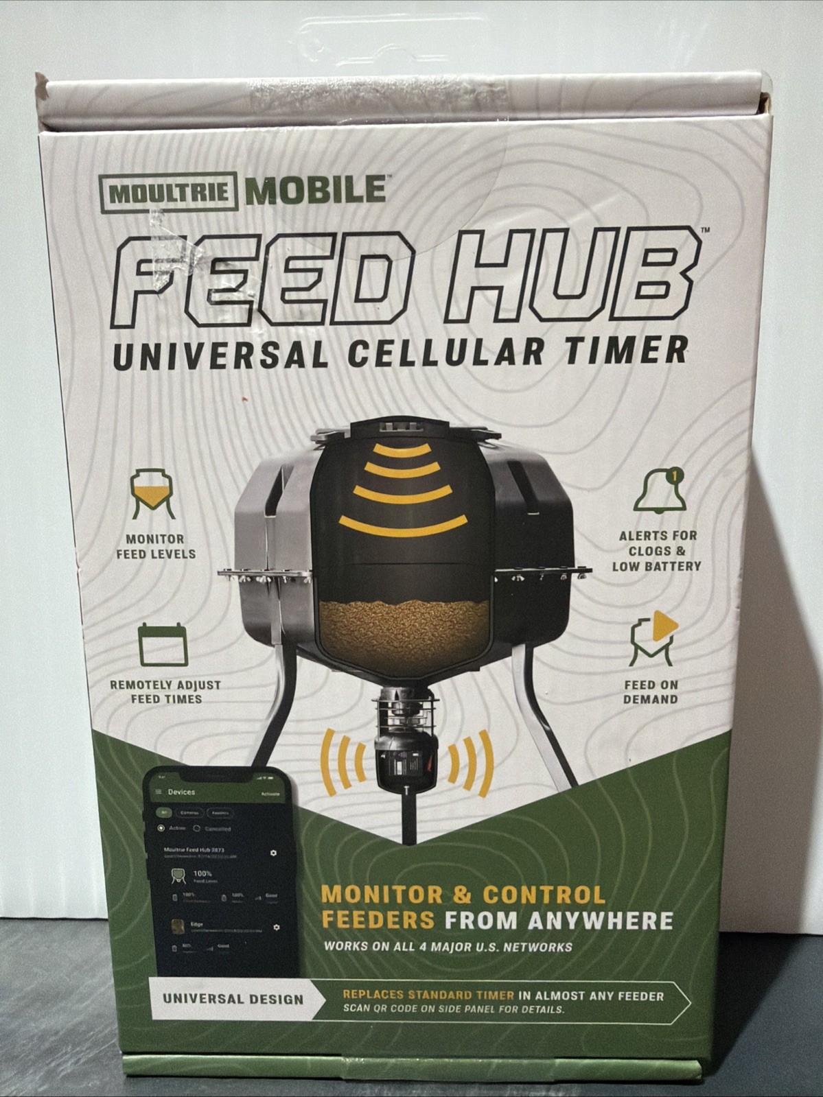 Moultrie Mobile Feed Hub Universal Cellular Timer Feed Level Detector New