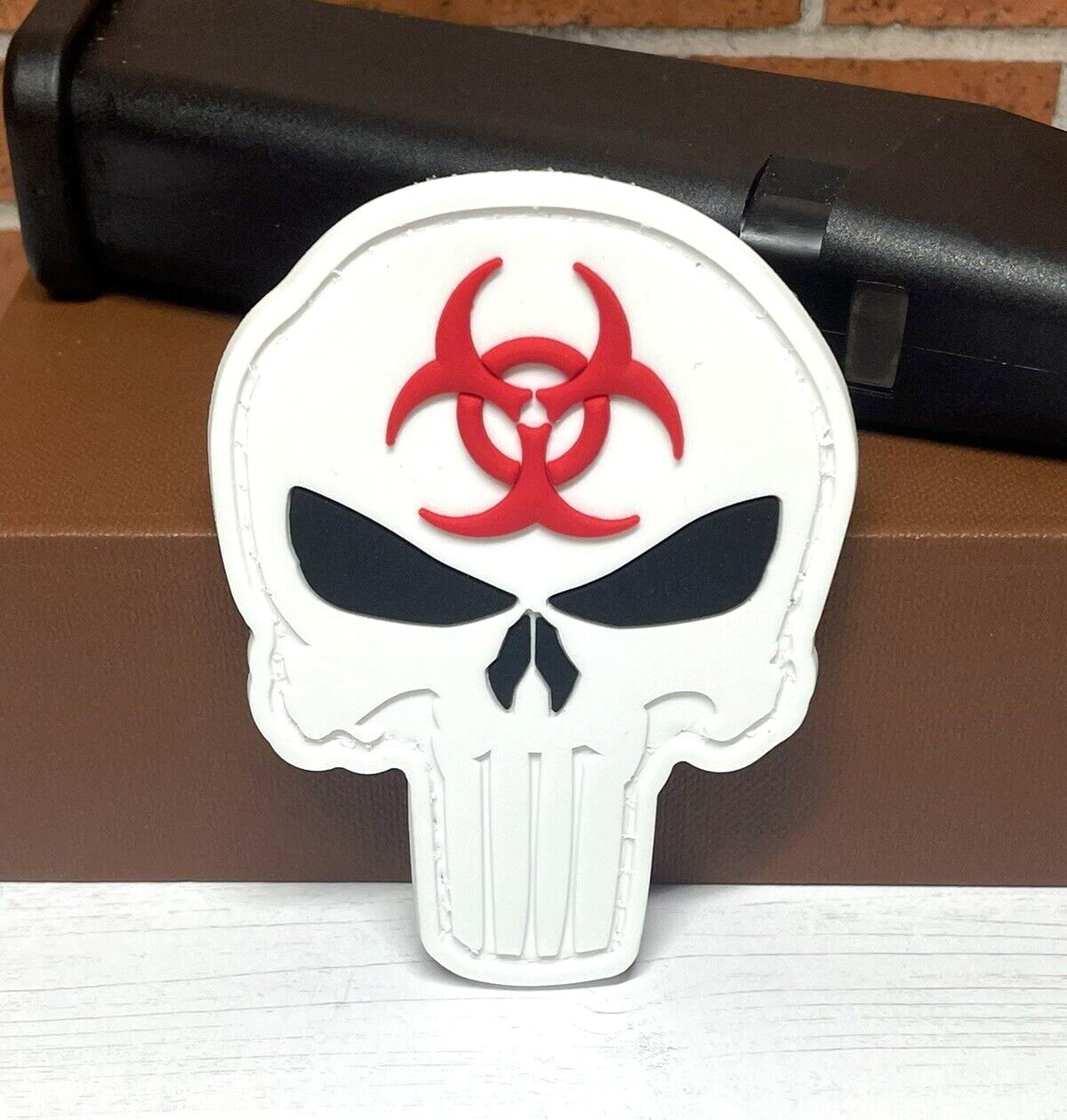 Punisher PVC Patch, - Skull Tactical Morale Gun Punisher Patch - Biohazard Patch