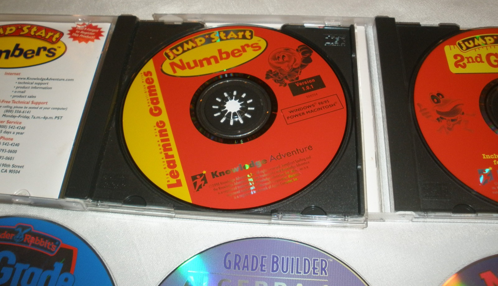 Lot of 8 Learning CDs Jump Start Math Workshop Creative Wonders Reader Rabbit's