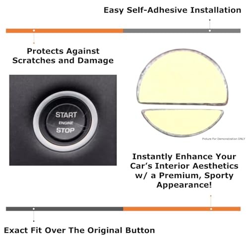 2pc Set Aluminum Keyless Engine Push Start Button & Surrounding Silver