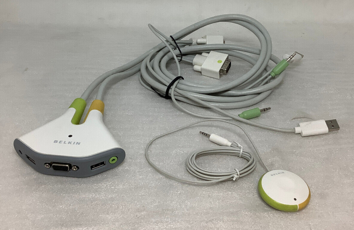 BELKIN Flip 2-Port USB VGA KVM Switch w/ Audio Wired Remote for PC MAC F1DG102U