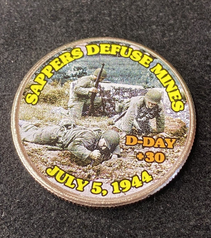 Colorized Kennedy Half Dollar D-Day Sappers Defuse Mines Free Shipping