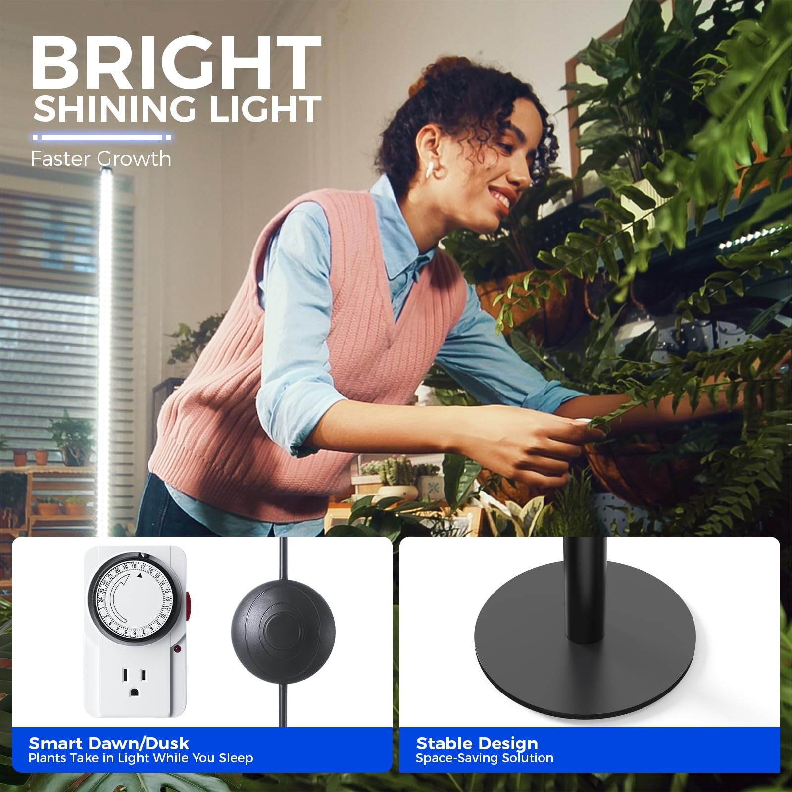 Barrina T10 Pro Standing Grow Light with Timer, 4-5.6 ft Adjustable, 5000K