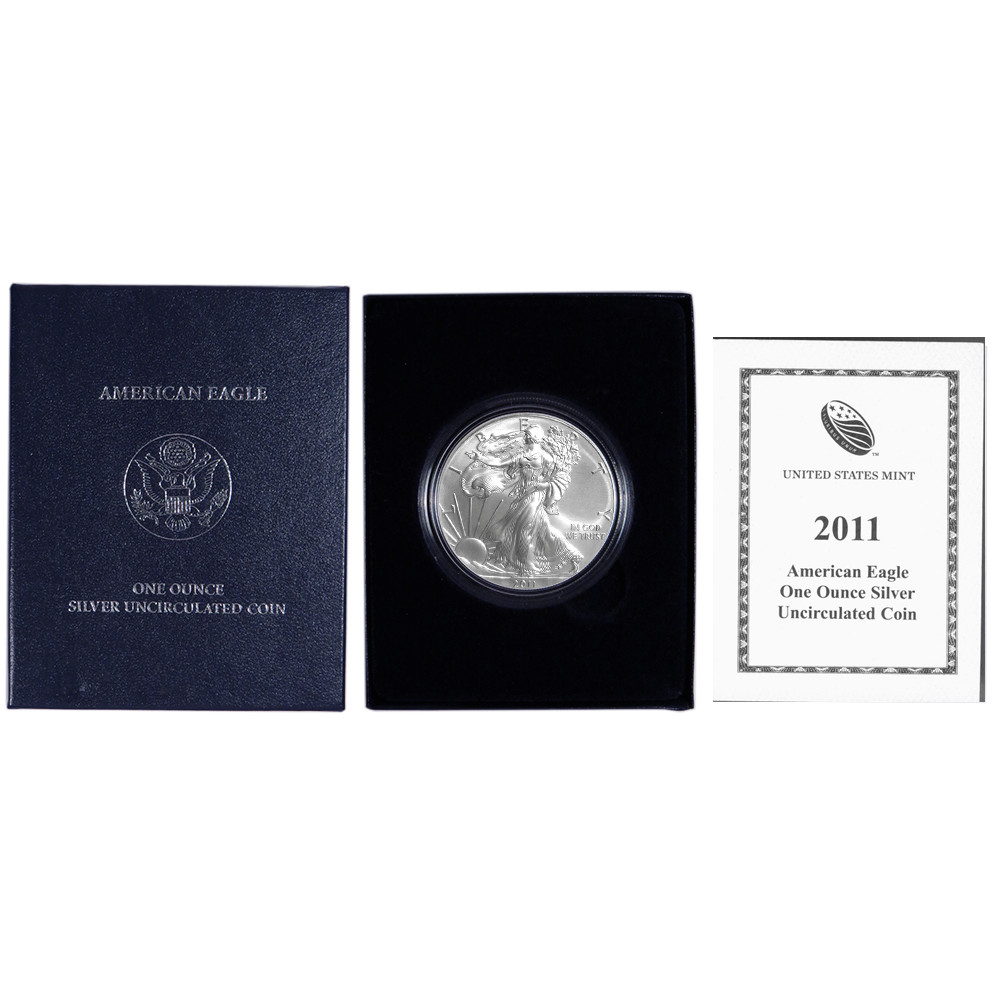 2011-W Burnished $1 American Silver Eagle Box, OGP & COA