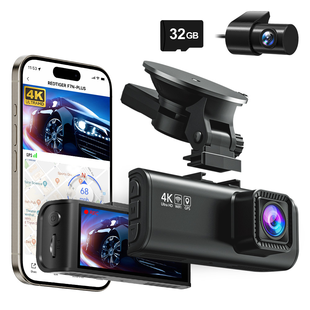 REDTIGER F7NP-EX Dash Camera Front & Rear 4K Dash Cam For Cars With WiFi & GPS