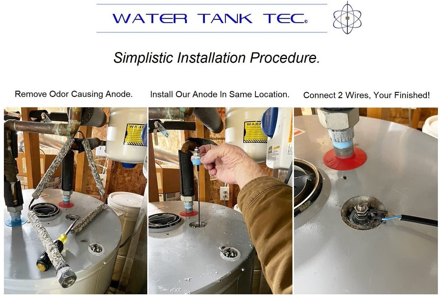 ICCP Powered Anode Rod System. Stops Internal Tank Corrosion & Hot Water Odor.