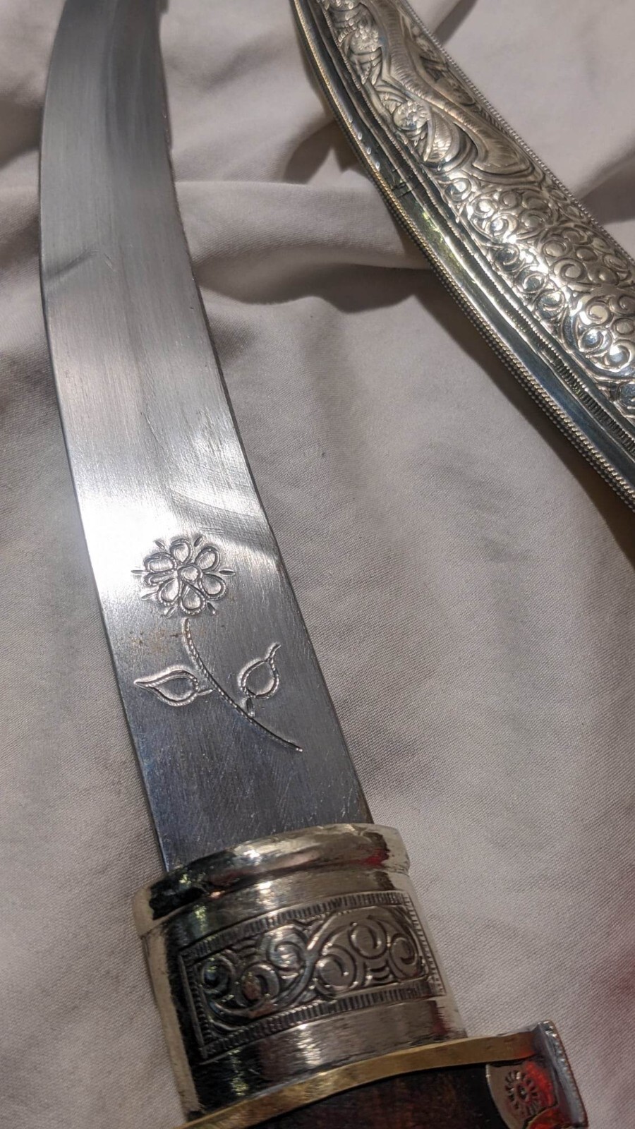 Authentic 16-3/4" Morocco Dagger Khanjar Handmade Silver Dagger Berber + CORD