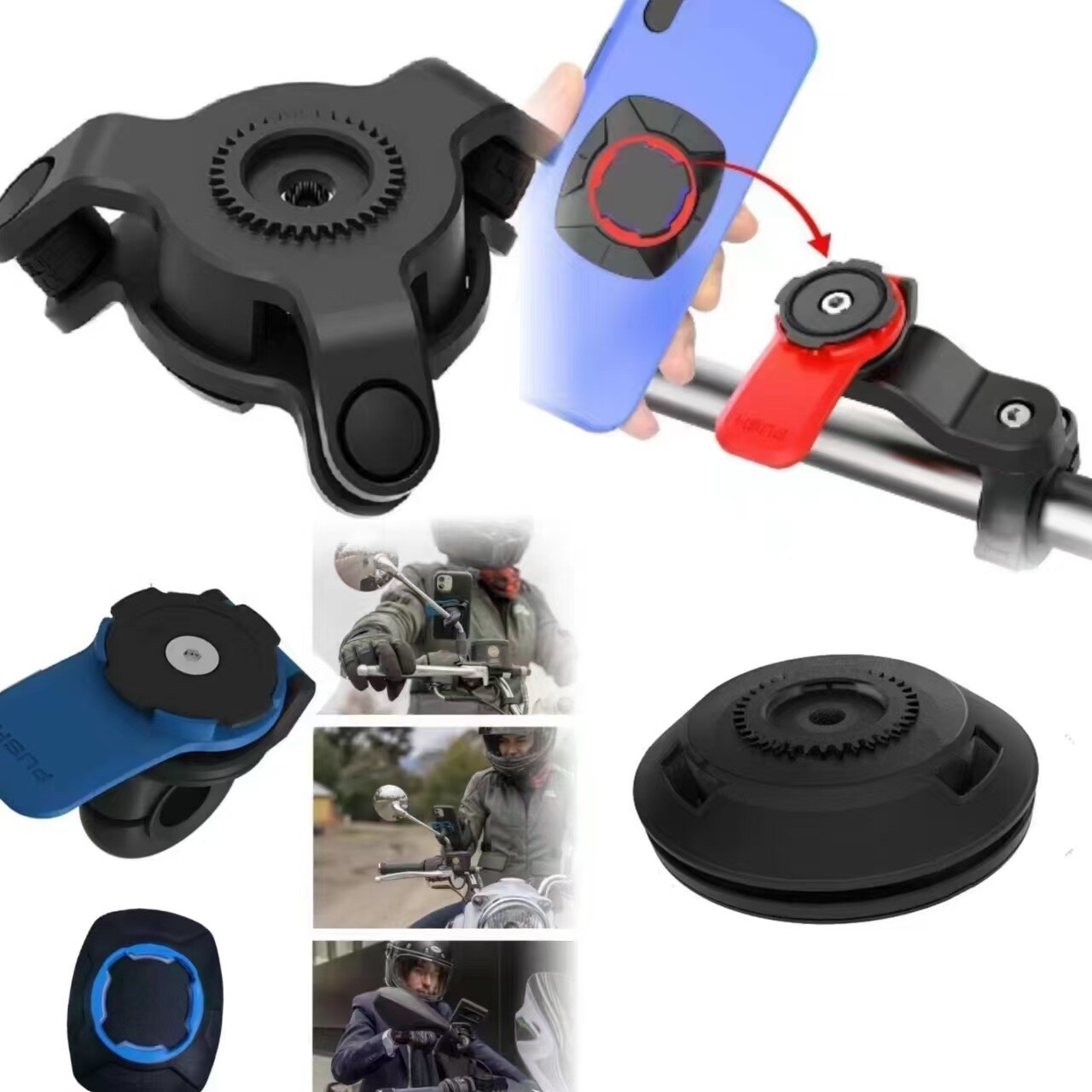 Motorcycle Motorbike GPS Phone Holder Handlebar Mount Vibration Dampener Red