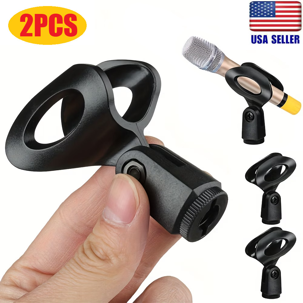 2PCS Microphone Clip Adjustable Mic Clip Clamp Holder for Wireless Mic Stand