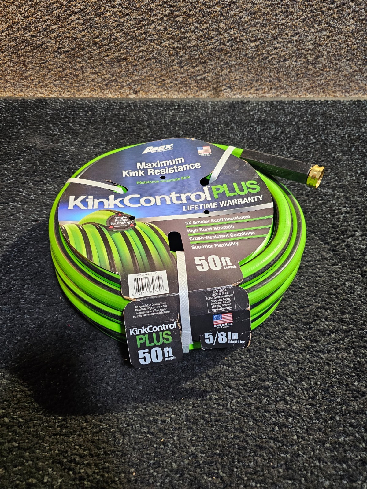 Apex Kink Control Plus 8567-50 Garden Hose, 5/8 in. x 50 ft Kink-Resistant Vinyl