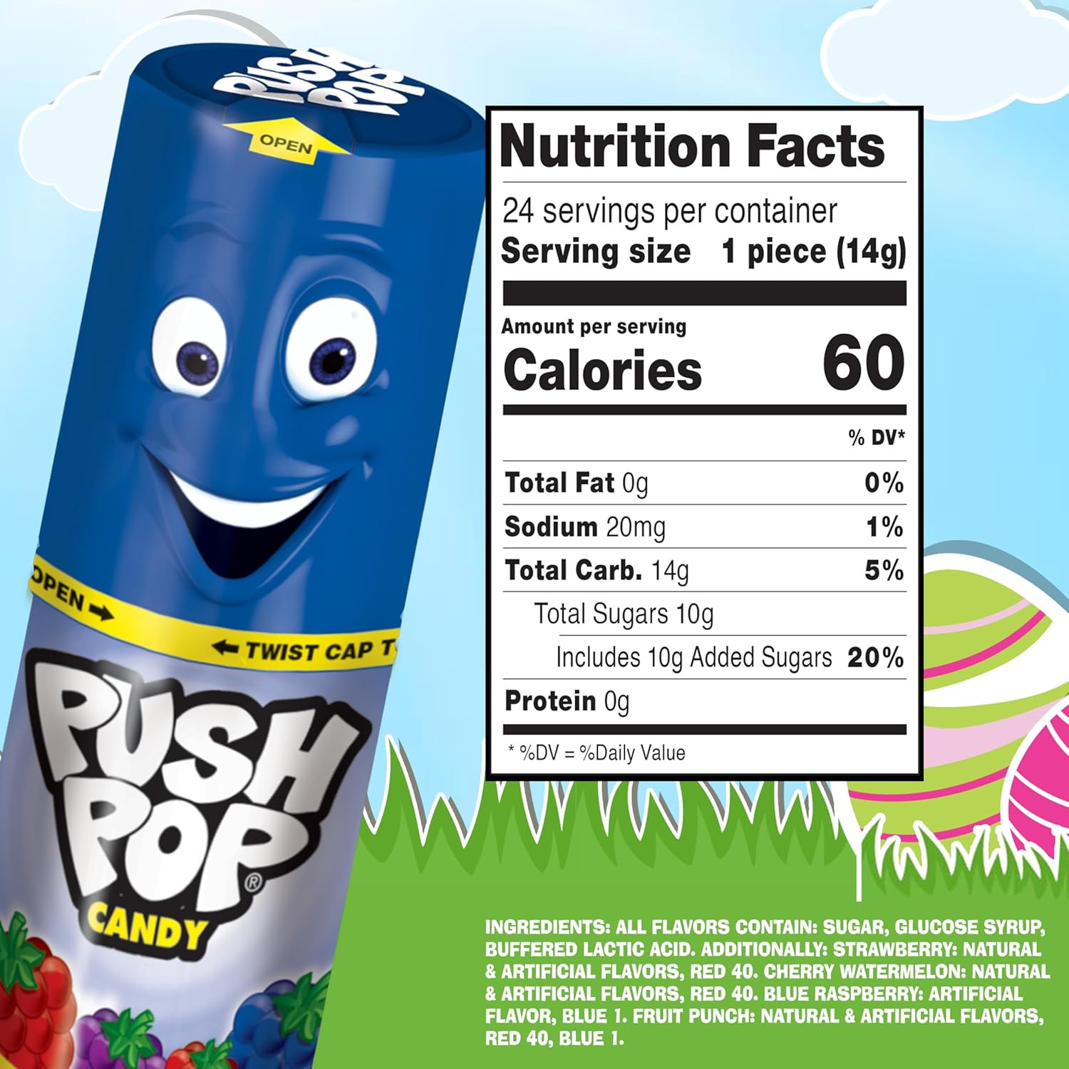 Push Pop Easter Candy Variety Pack, 24Ct Bulk Individually Wrapped Lollipops in