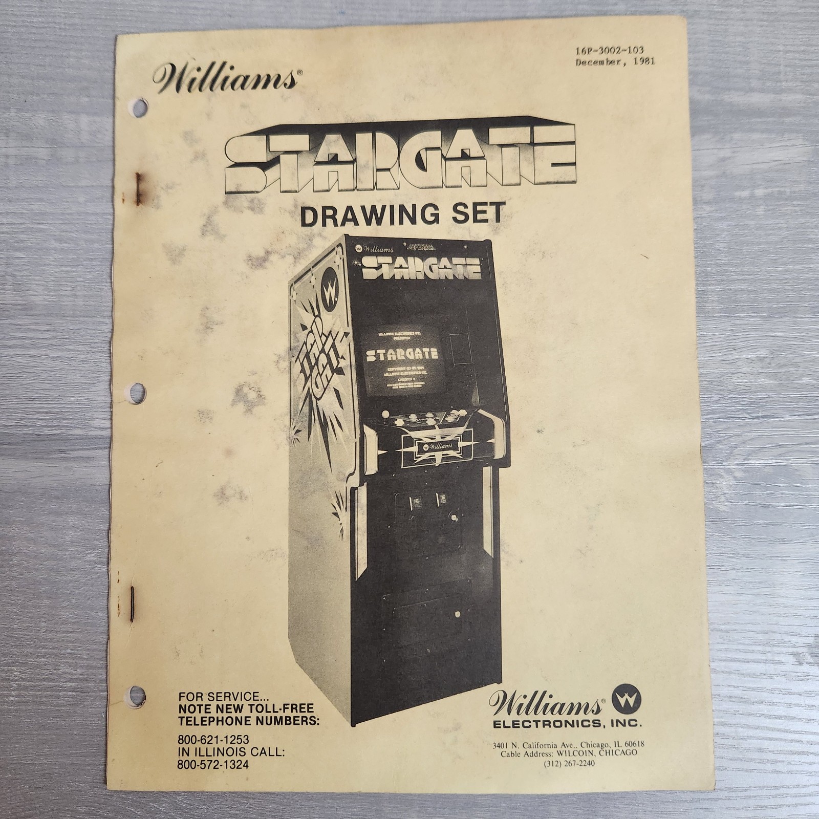STARGATE DRAWING SET Arcade Video Game Manual Schematics 1981