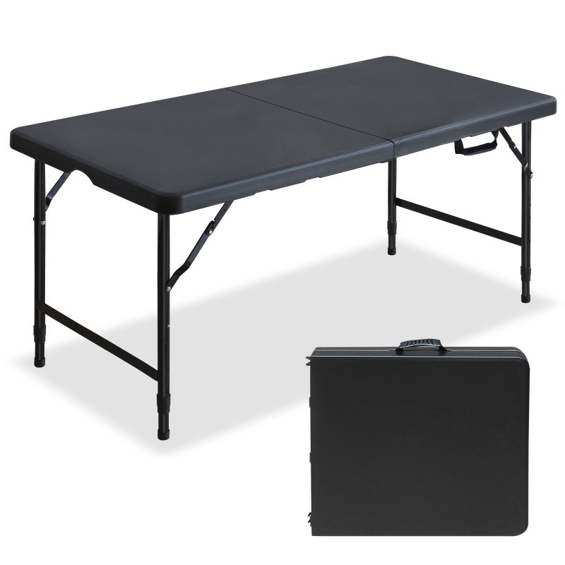 4ft Garden Table, Black Outdoor Folding Leisure Picnic Game Party Furniture