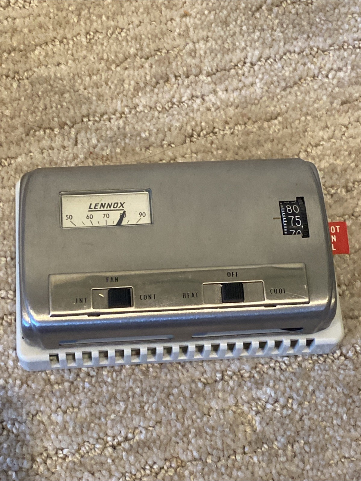 Vintage Lennox Heat & Cool Non-Programmable Temperature Thermostat Silver Steel
