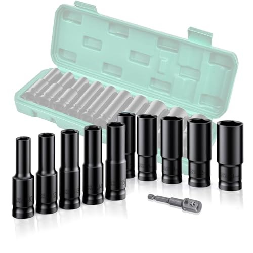 Deep Impact Socket Set 1/2 Inch, 10Pcs Drive Master Deep 10 PCS (10mm - 24mm)