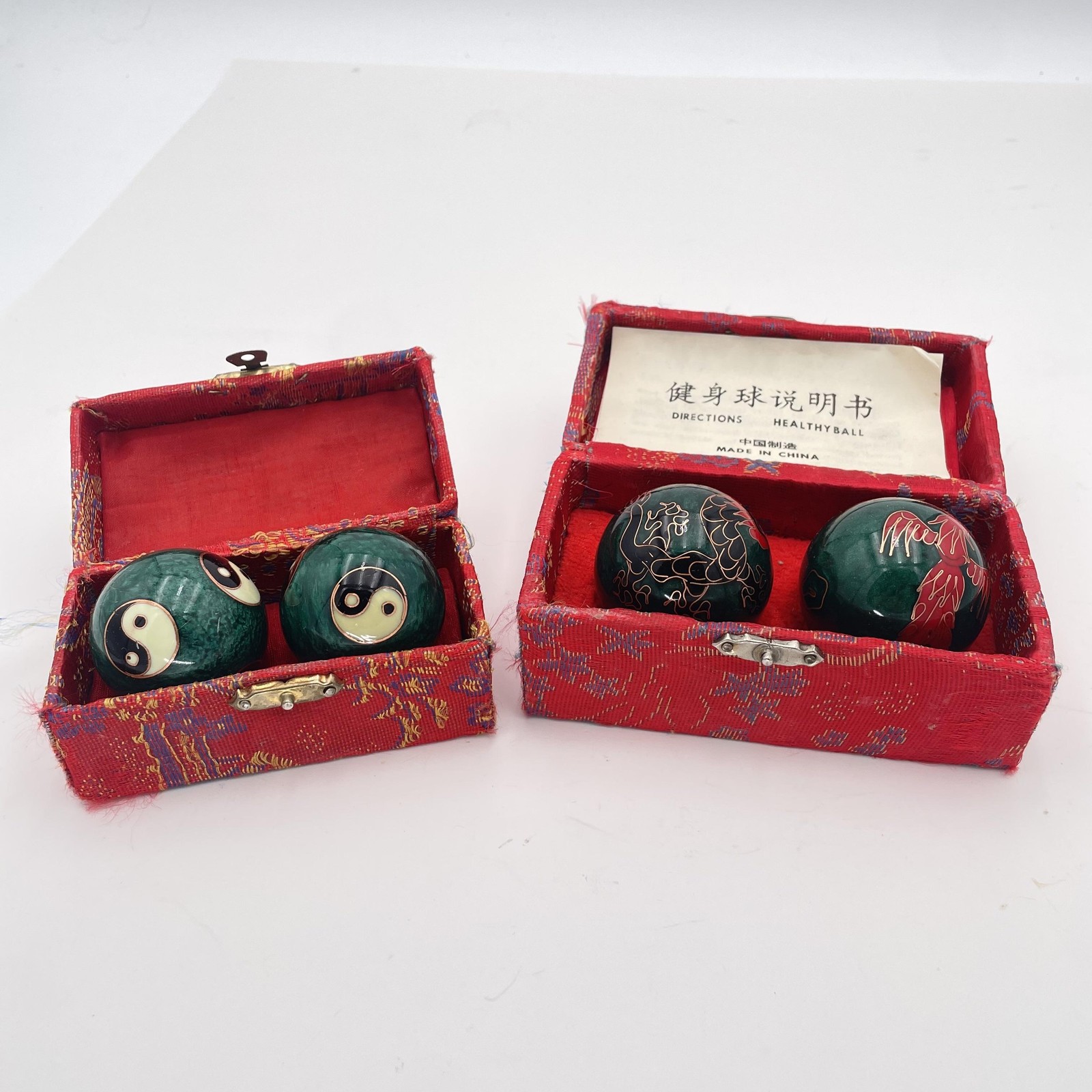 Chinese Baoding Healthy Balls Set Yin Yang Dragon Phoenix Therapy Stress Relief
