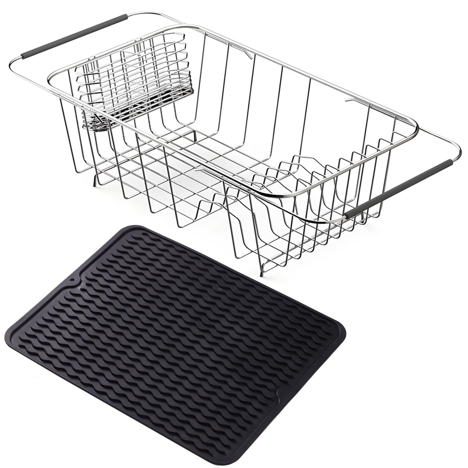 Stainless Steel Dish Drying Rack(14.2" L x 9.5" W x 4.1" H), Expandable Fruit...
