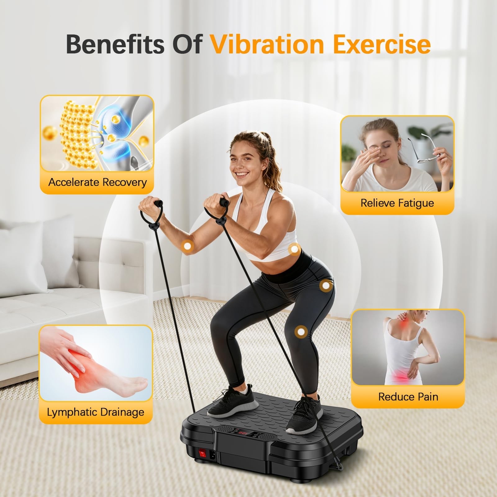 NXSCI Vibration Plate Exercise Machine,Vibrating Platform for Lymphatic Drain...