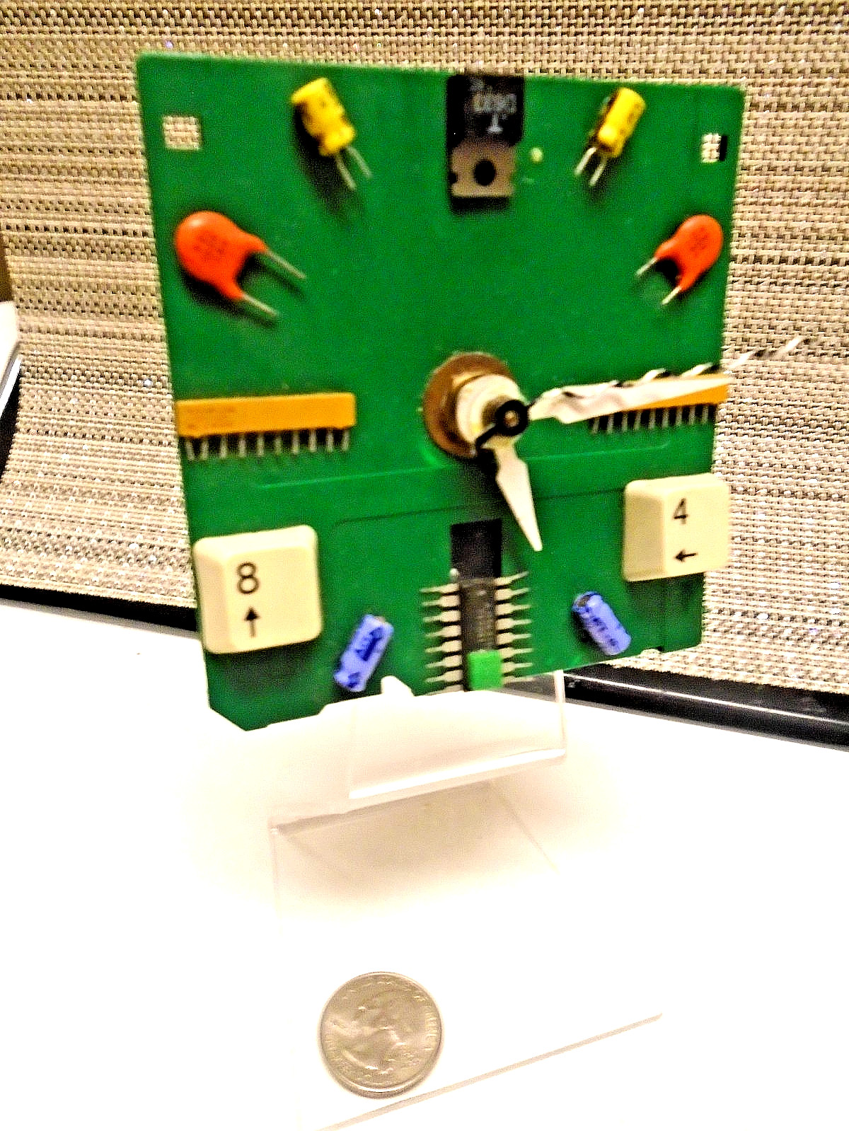 2002-Artist Signed RARE- Vintage Real Computer Digital Parts Desk Clock-Batt-op