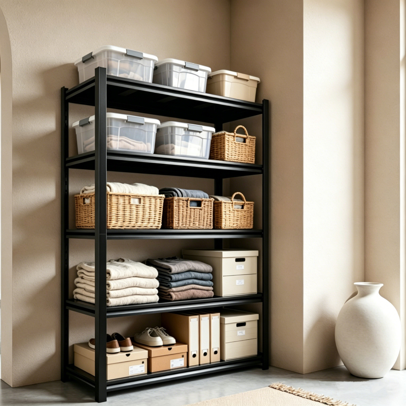 2500lbs Heavy Duty Garage Storage Shelves 72x36x16 Steel 5- Tier Adjustable Rack