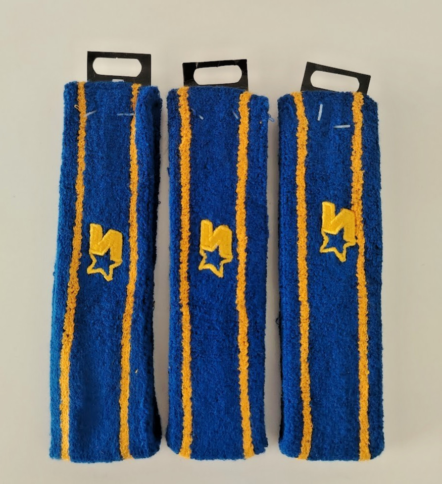 3 Starter VINTAGE Adult Sports Head Band Retro style Sweatbands blue yellow logo