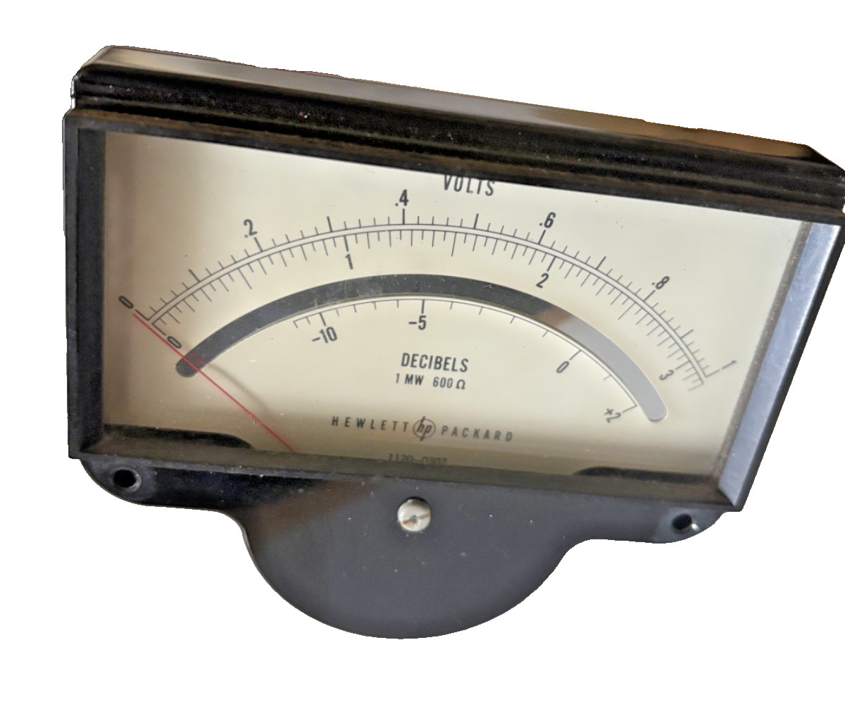 Hewlett-Packard decibels 1mw 600 RMS volts meter.