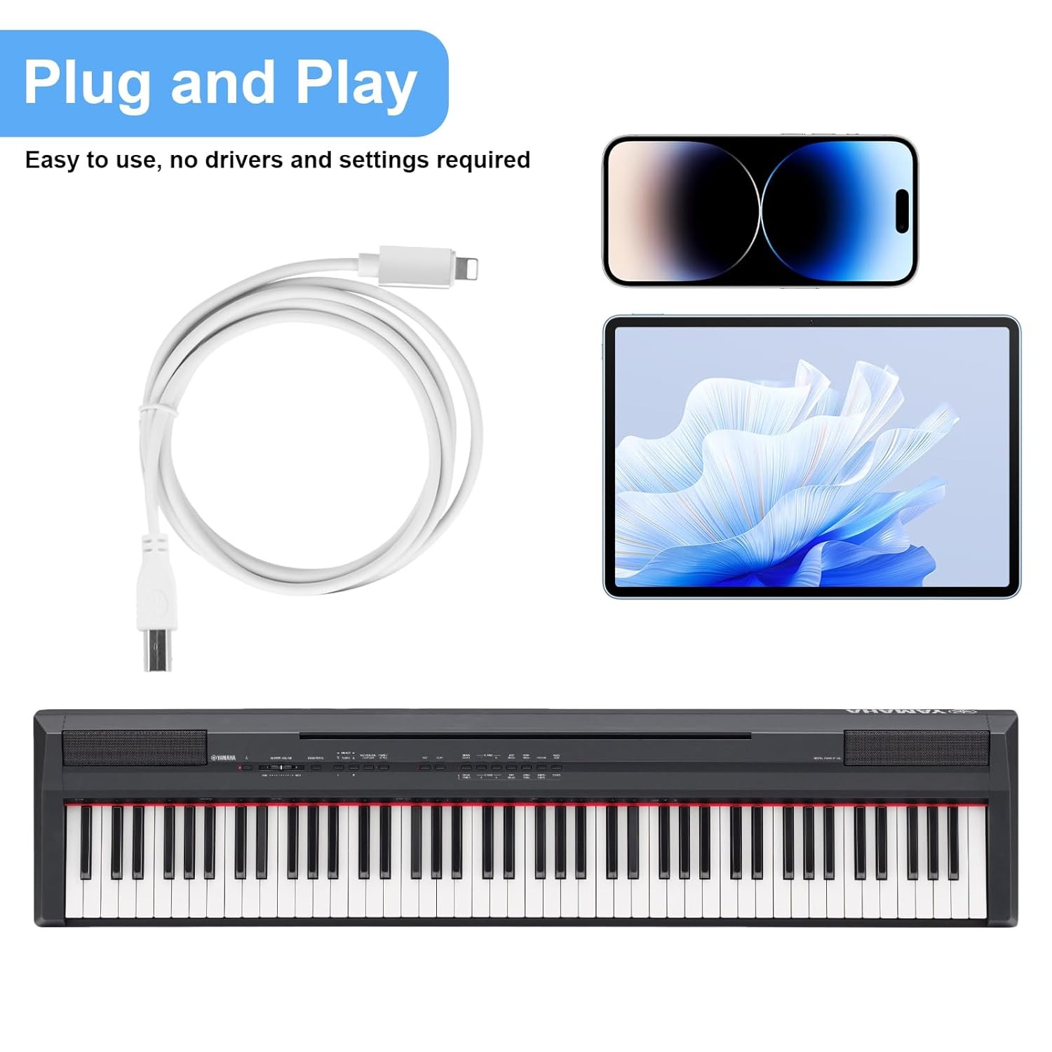 Lightnning to USB 2.0 OTG Cable Type B Midi 5Ft Lighting Cable...
