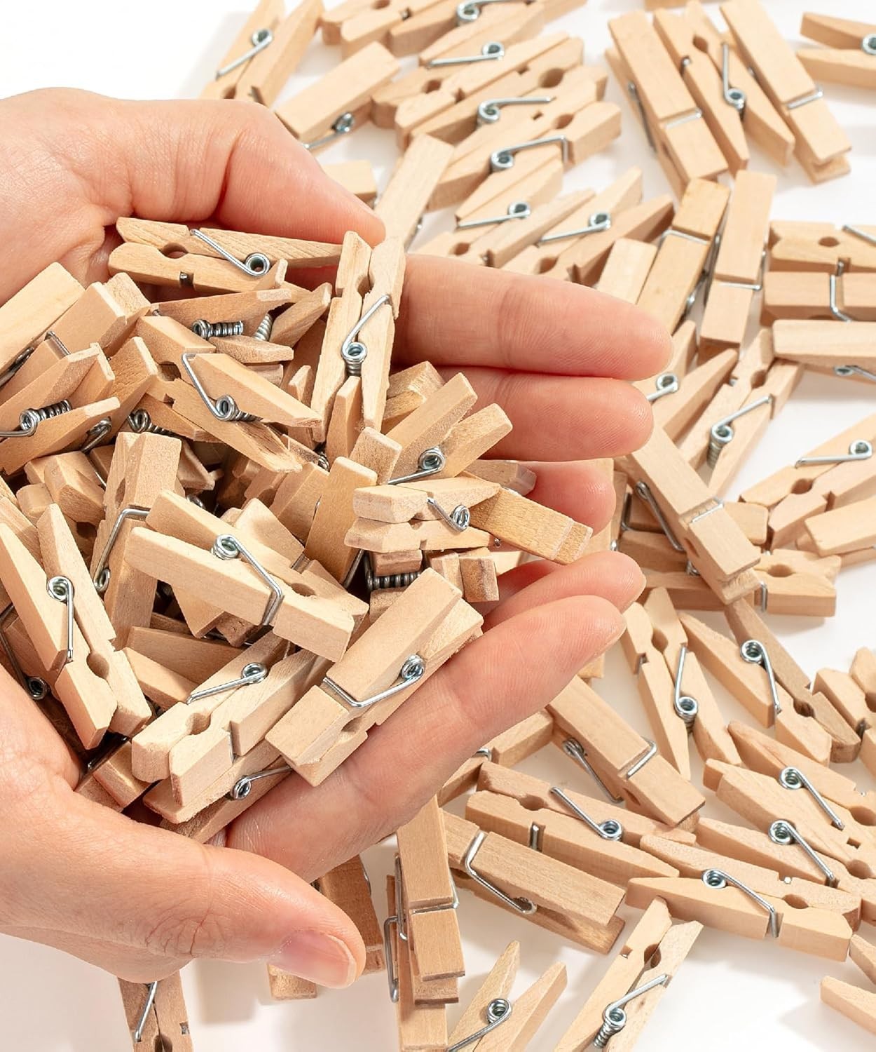 132 Natural Wood Mini Clothes Pins - Durable 1.4 Inch for Crafting & Photos