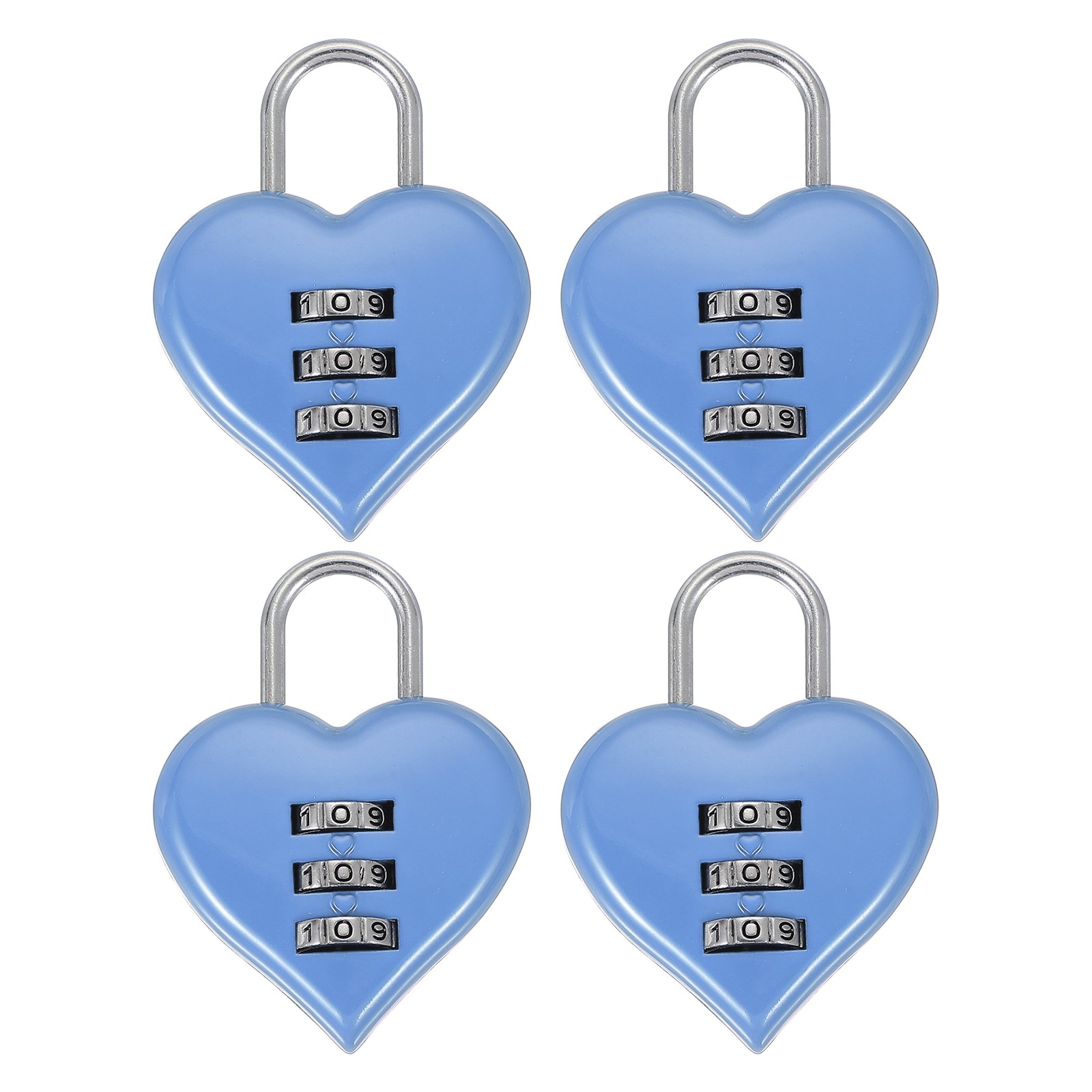 4 Pack Combination Locks Heart Shape Password Padlock Love Locker Lock Blue