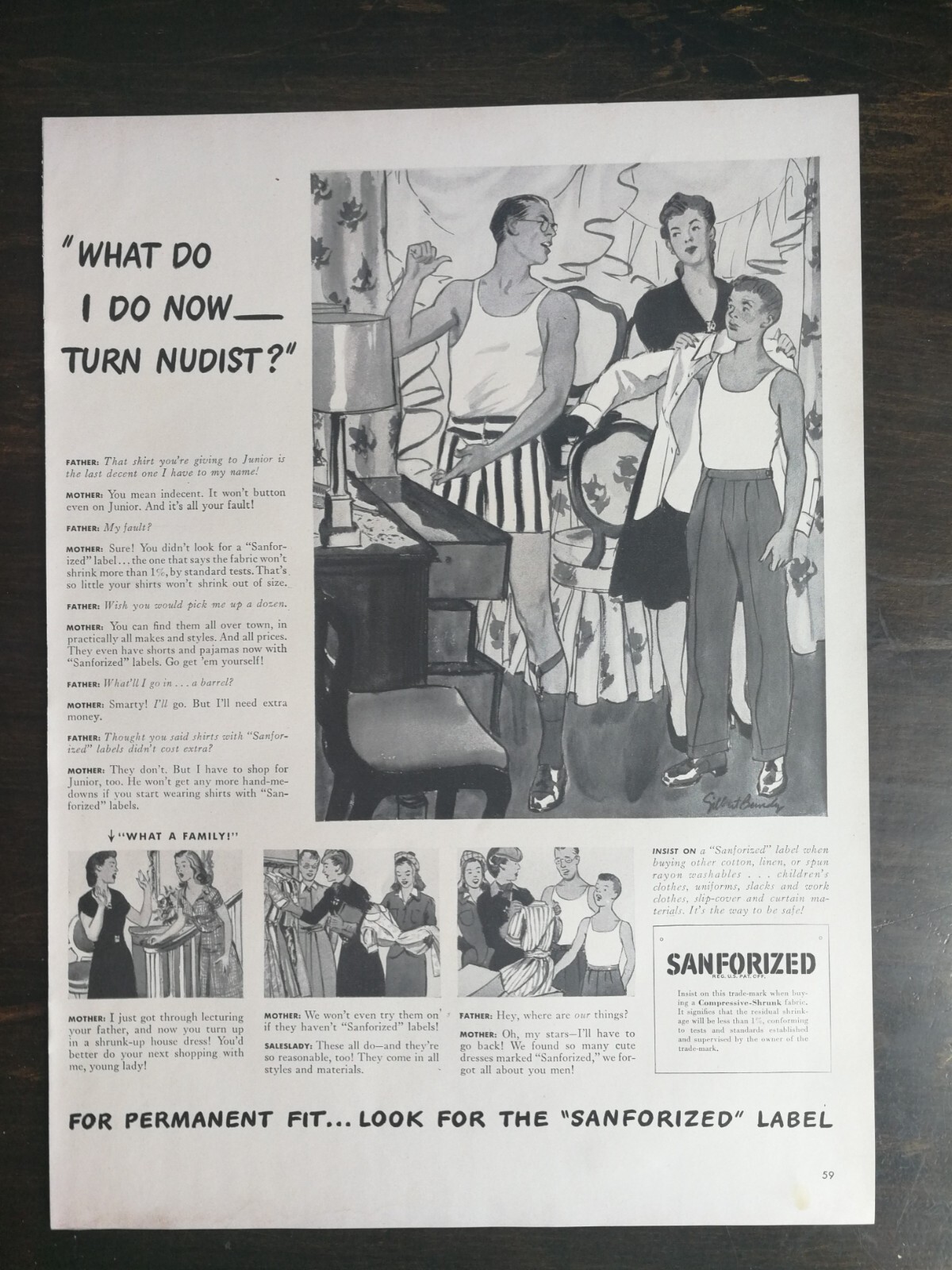 Vintage 1941 Sanforizeed Shirts Full Page Original Ad 622