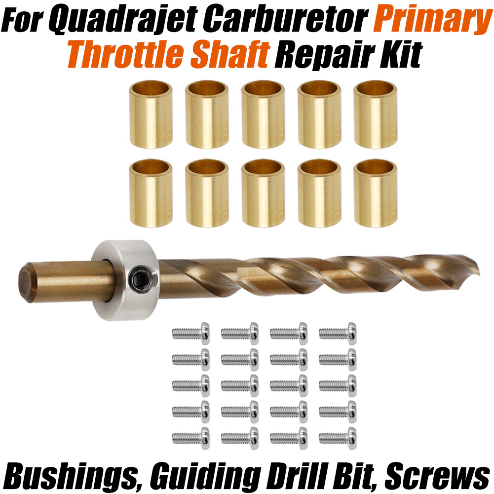 For Quadrajet Carburetor Primary Throttle Shaft Bushing Kit w/ Guiding Drill Bit