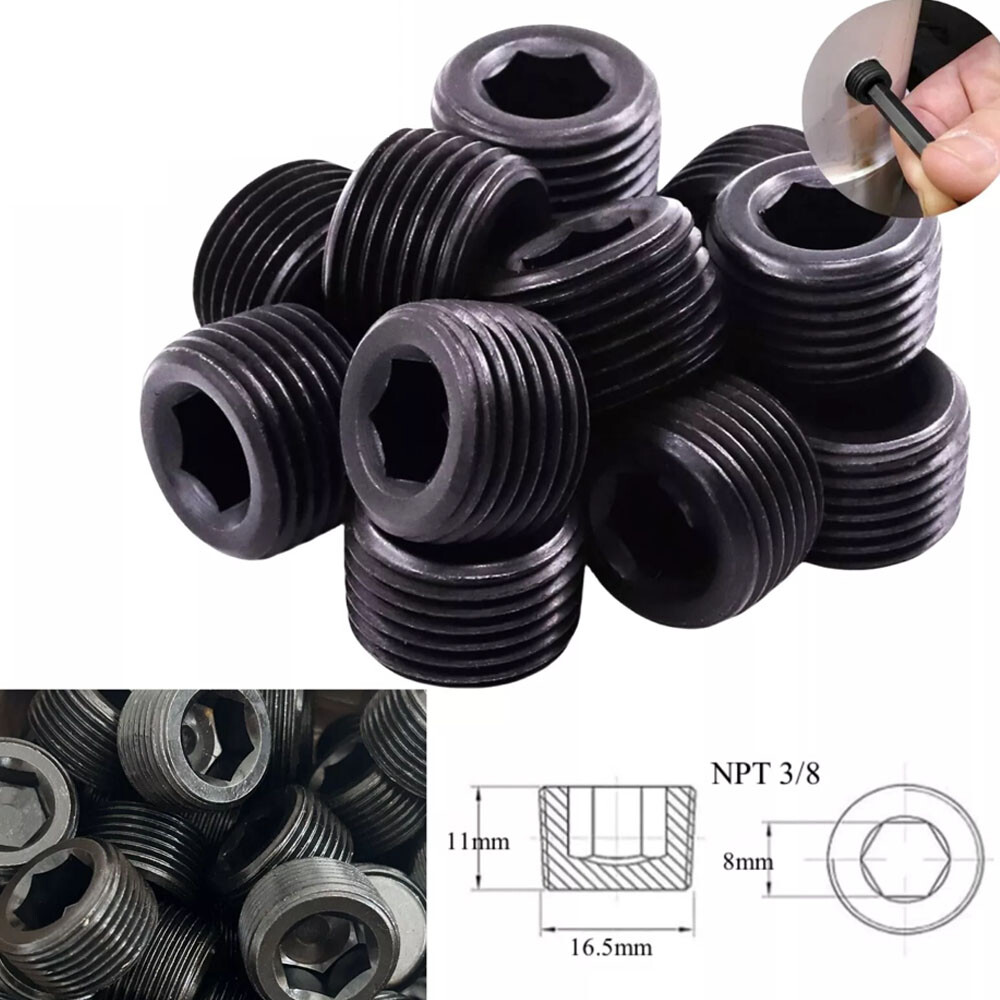 20PC Male Thread Socket Car Pipe Plugs 3/8 NPT Pipe Allen Head Socket Plugs NEW