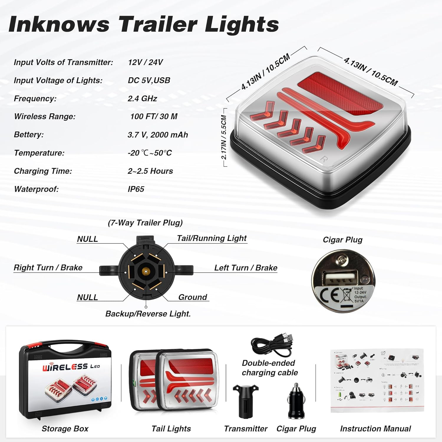 Wireless Trailer Lights Magnetic - Bluetooth LED Trailer Lights, High Brightness