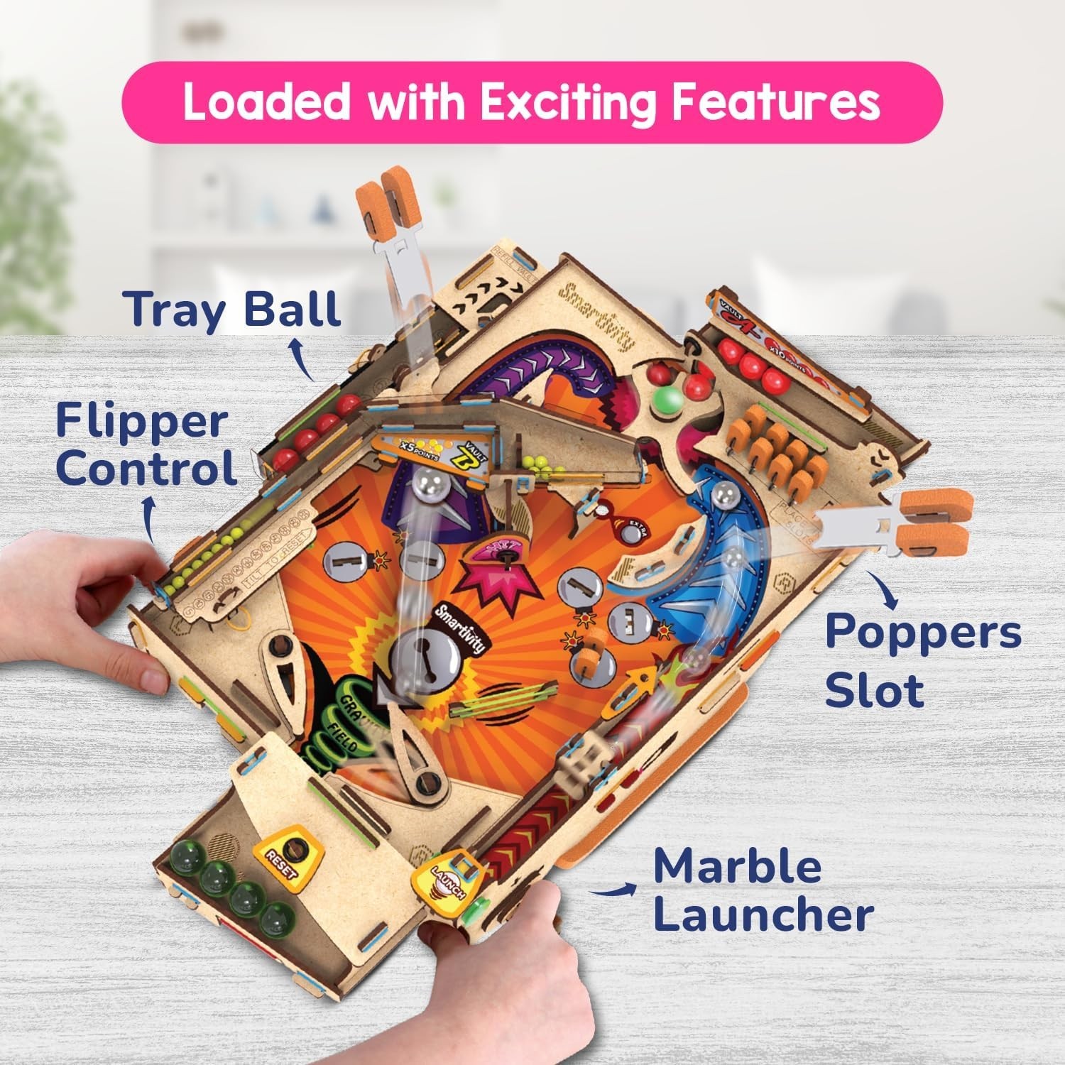 Smartivity DIY Pinball Machine - A Multicolored STEM Game for Innovative Minds