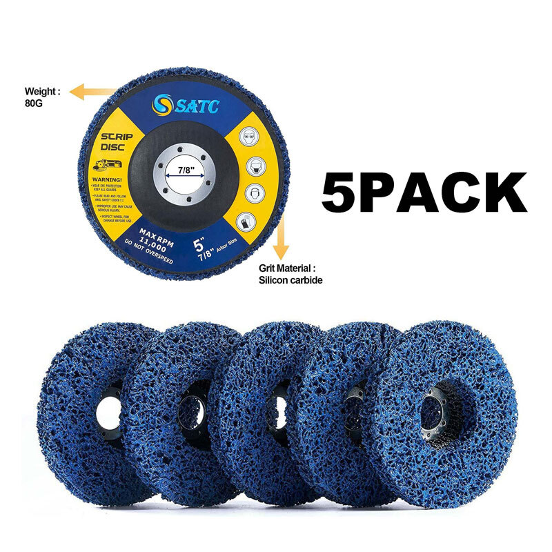 5''x7/8" 5 Pack Poly Strip Disc Wheel Paint Rust Removal Clean For Grinder New