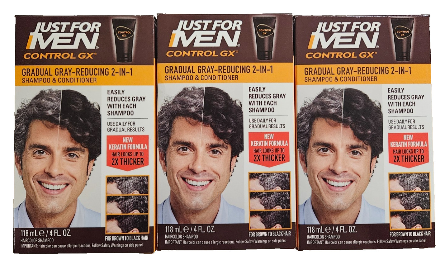 Just For Men CONTROL GX Grey Reducing 2in1 4oz ( 3 pack )