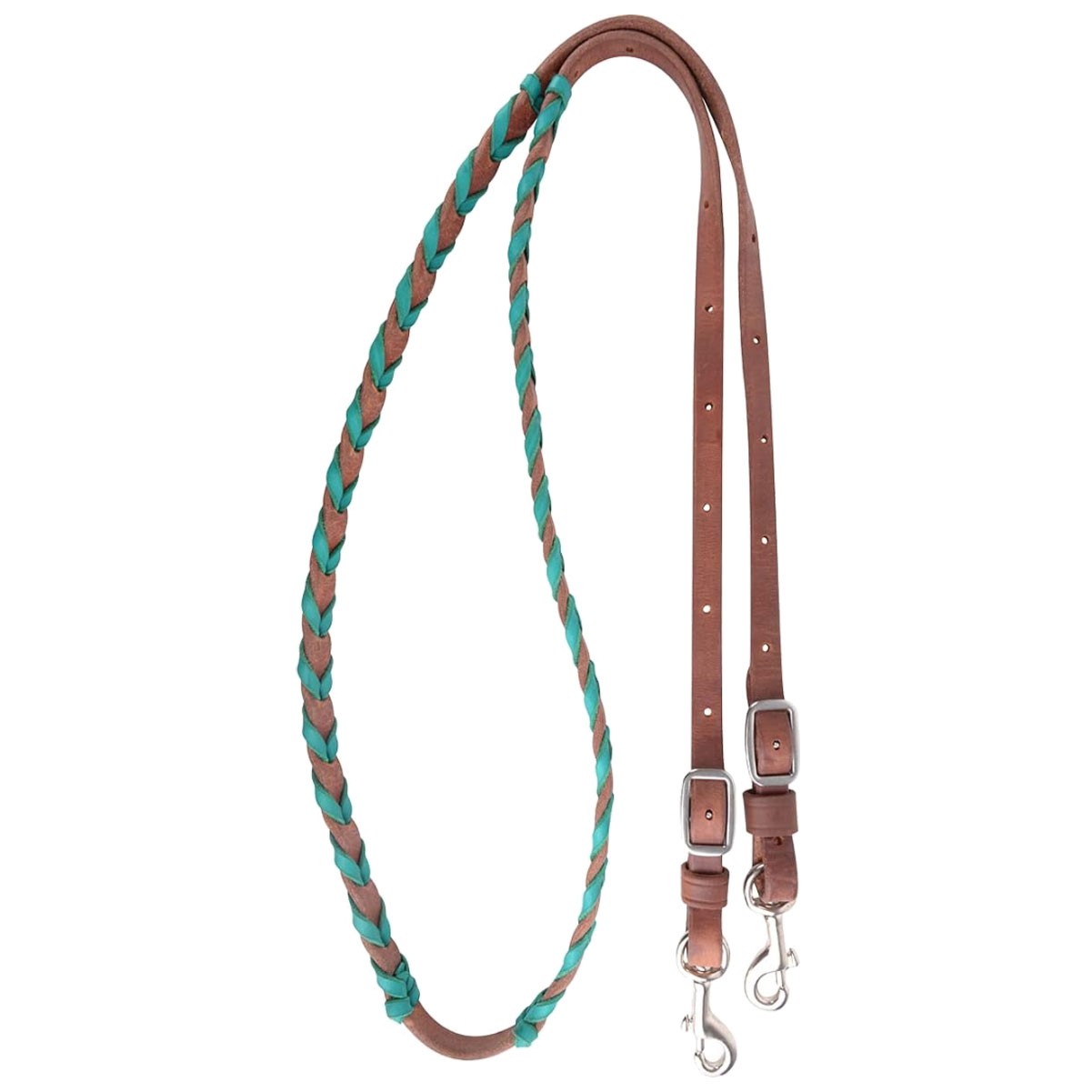 MARTIN SADDLERY Latigo Laced Barrel Turquoise Rein 5/8in Thick Buckle