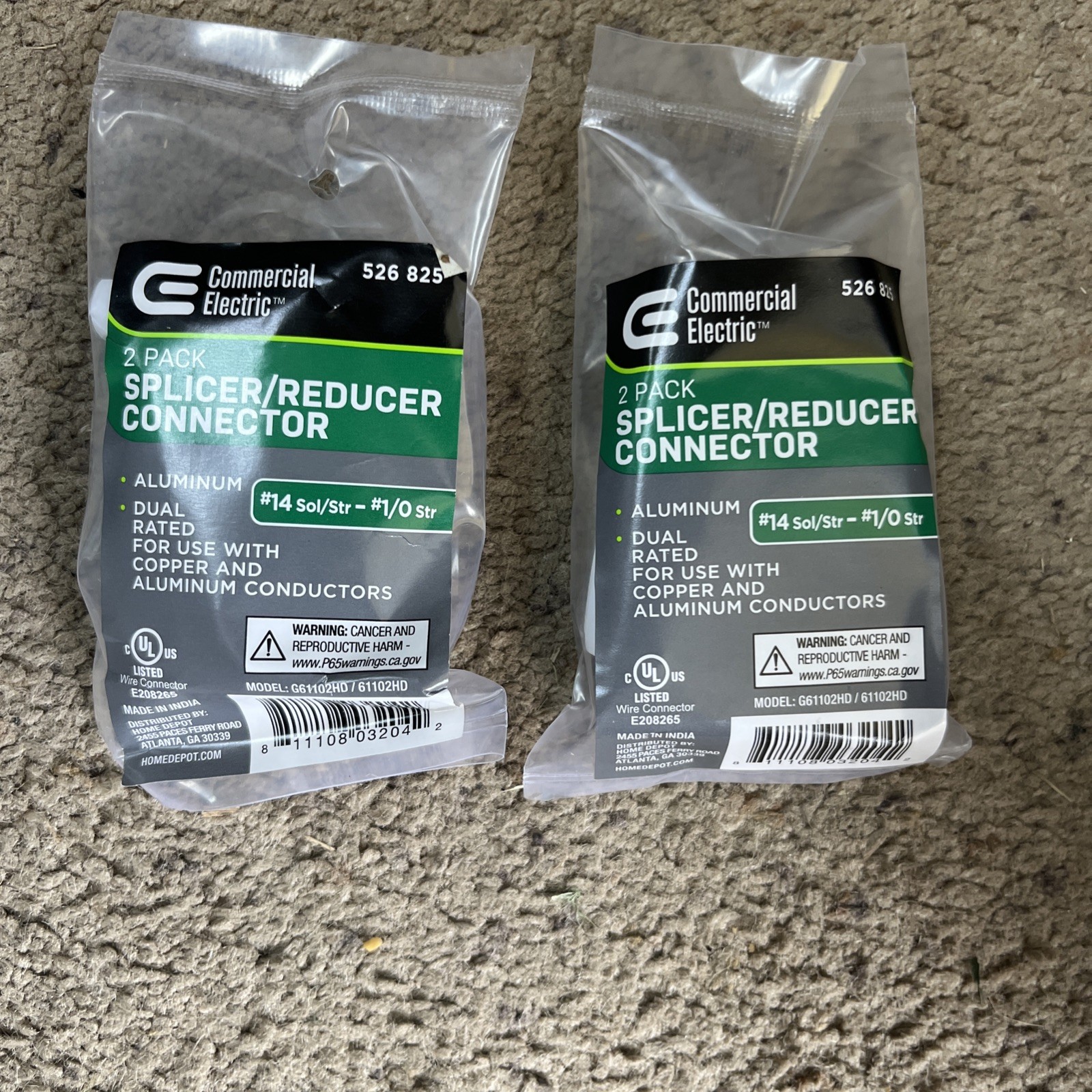 Commercial Electric 14-1/0 AWG Aluminum Dual Rated Splicer/Reduc (2BAG of 2Pack)