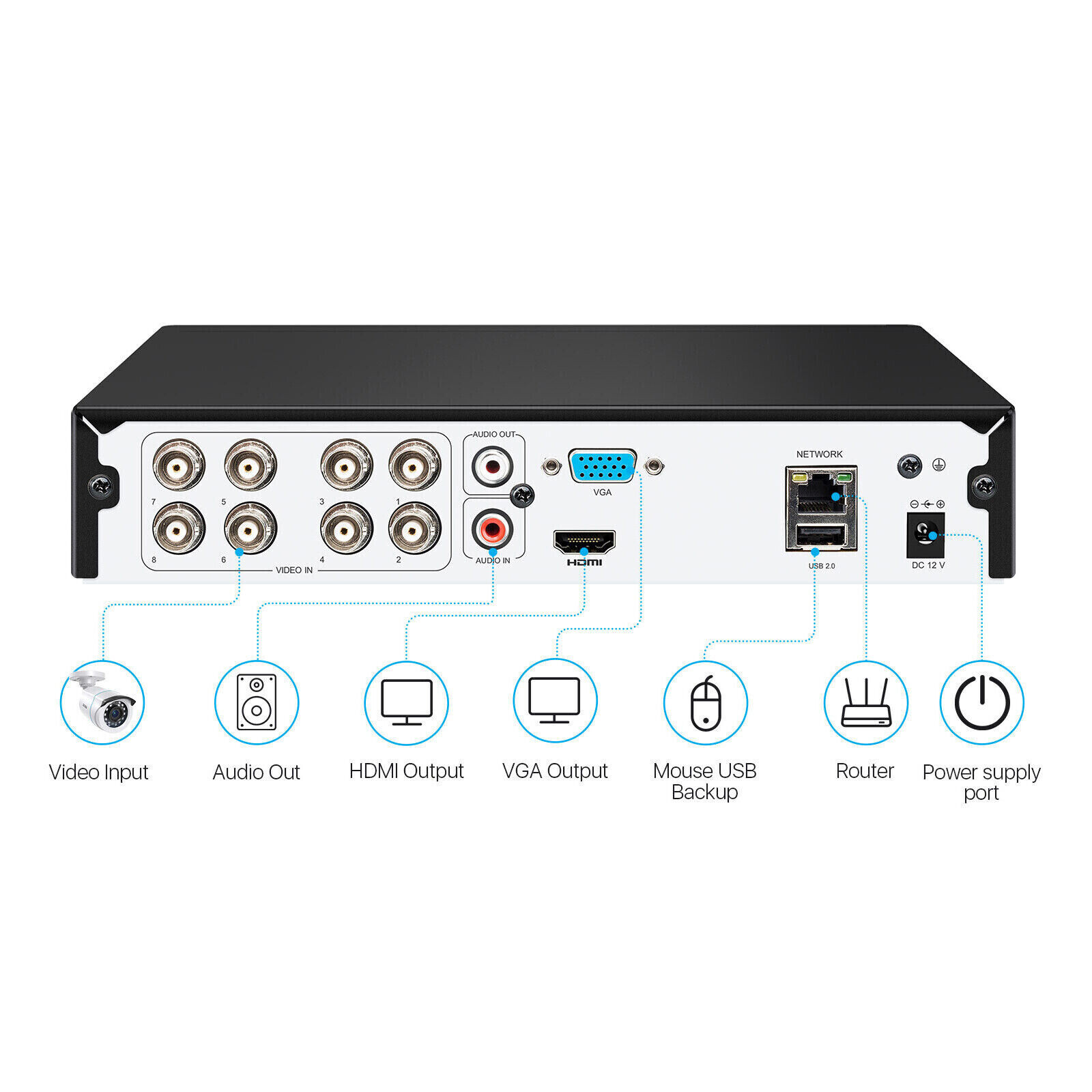 ZOSI 1080P 8CH Home CCTV DVR Security System Outdoor 2MP Camera Motion Detection