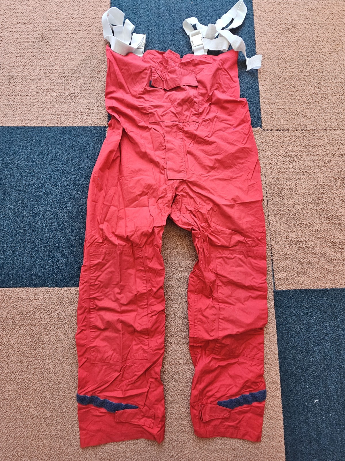 Boat US Rain Overalls Medium Adult Red Pants Suspenders Bib Y7c