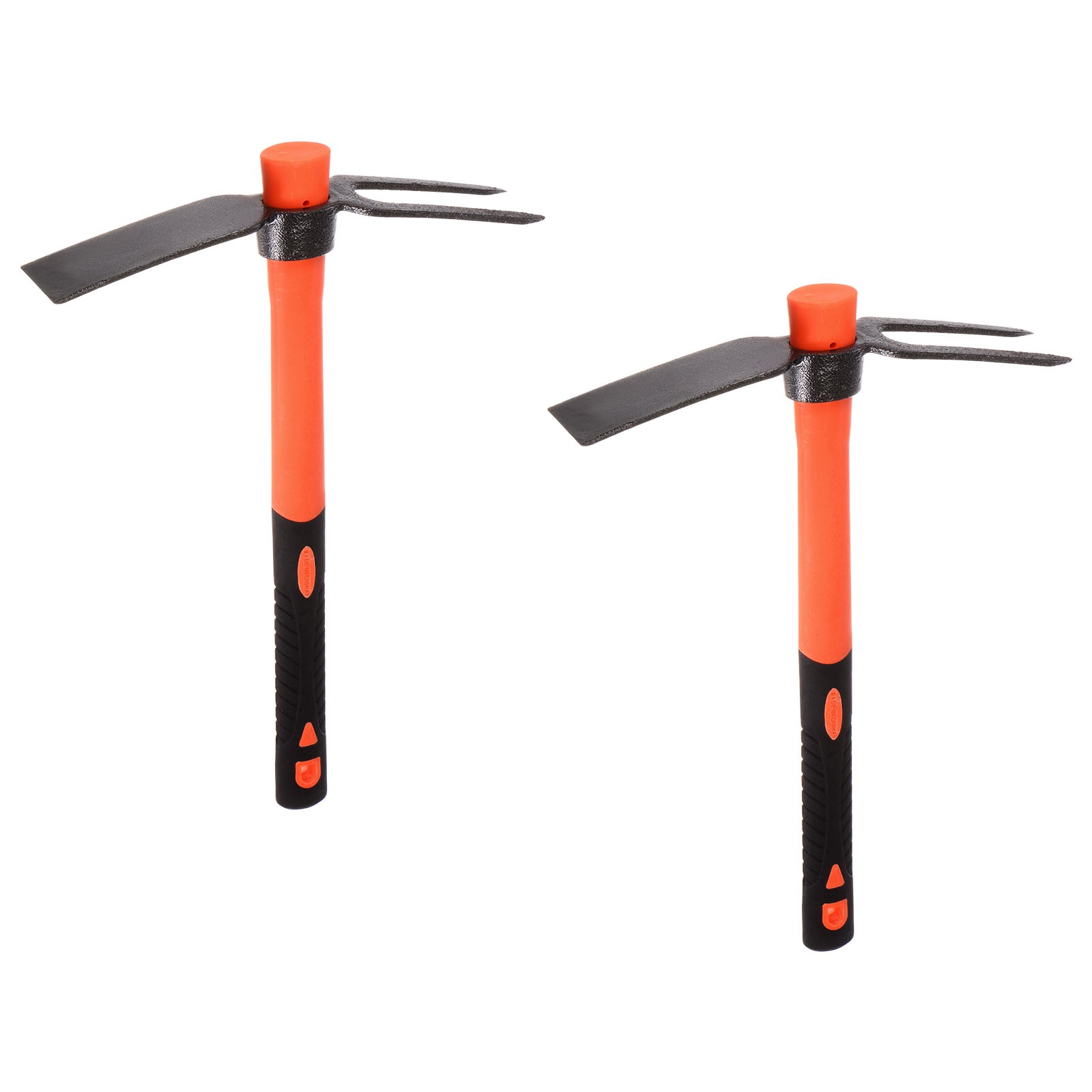 2pcs 2 Teeth Garden Hoe 15" Dual Head Rake Garden Tools with Fiberglass Handle