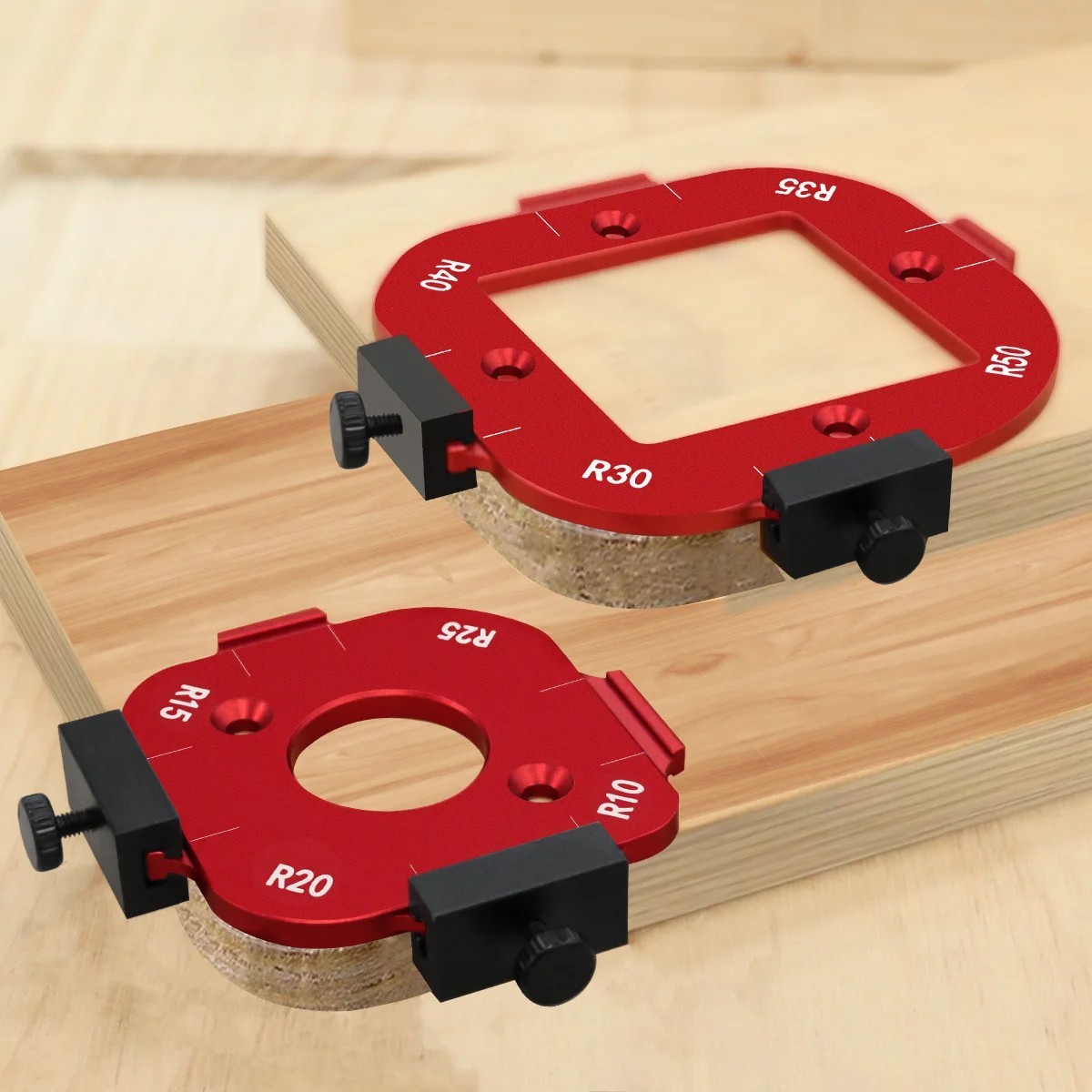 Aluminum Corner Radius Template Jig Set R10-R50 Router Woodworking Guide Tool