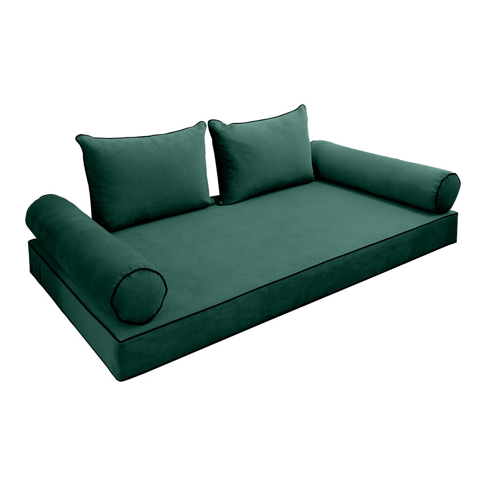 COVER ONLY Model V4 Twin-XL Velvet Contrast Indoor Daybed Mattress Cushion AD317