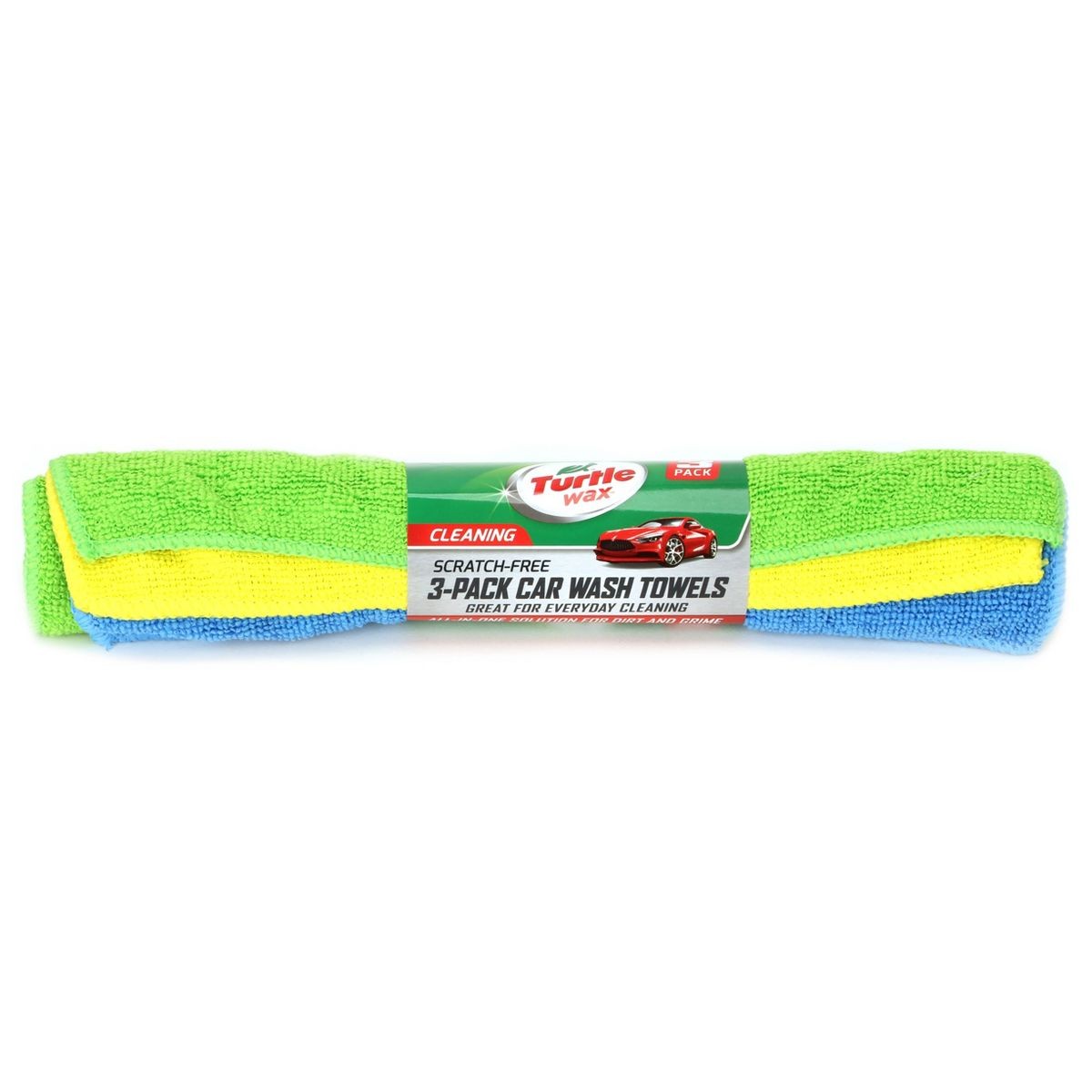 3pk 12"x12" Microfiber Towel Roll Auto Detailing Green Yellow Cloths